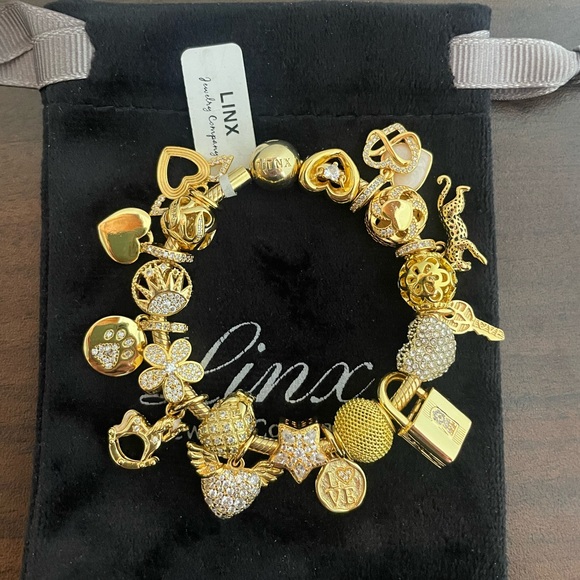 Linx Yellow Gold Snake Chain Bracelet with Gold Charms - Picture 6 of 11